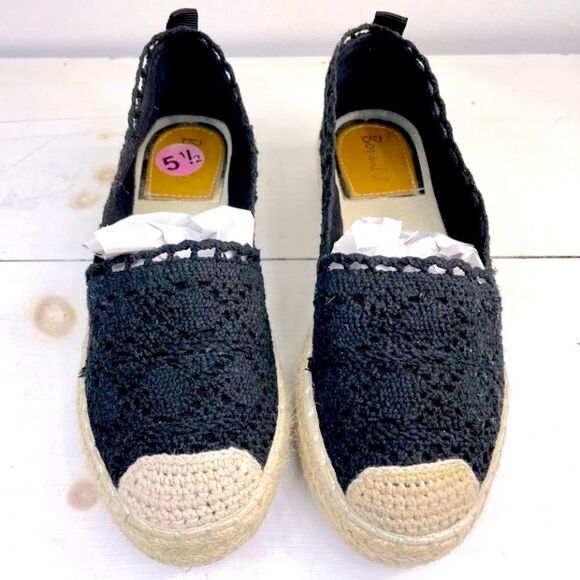 Bonnibel black crochet espadrilles 5.5 slip on - Picture 1 of 5